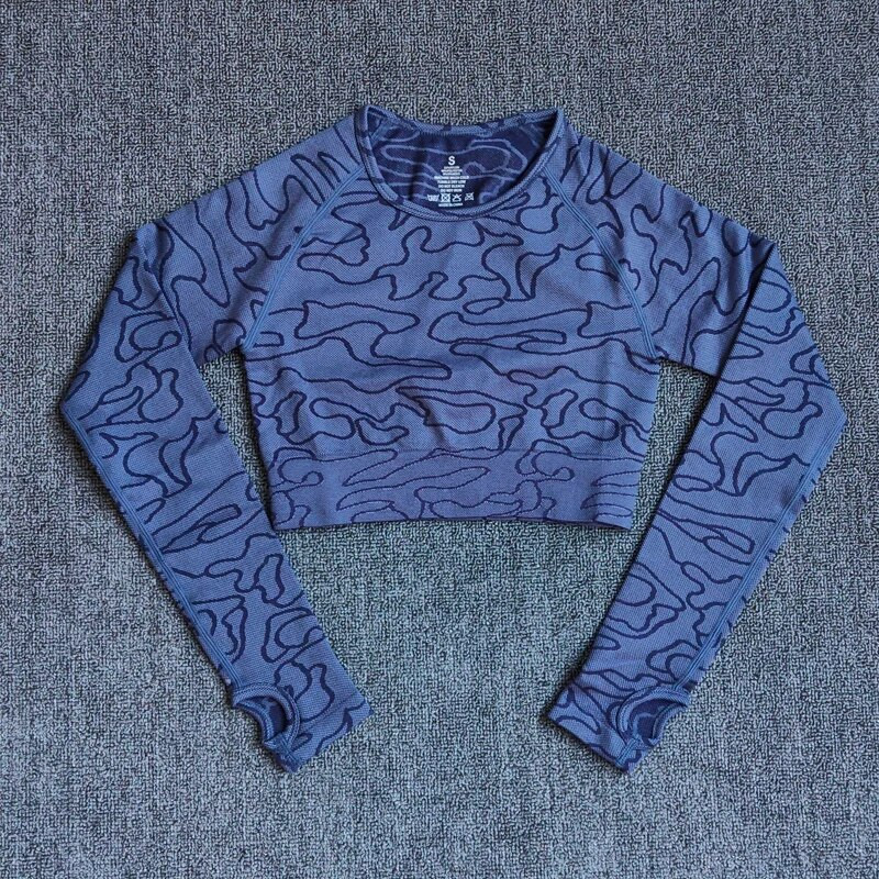 Ženski set za jogu dugih rukava Odjeća za vježbanje u teretani Fitness Crop Top Bešavne tajice visokog struka 2 kom/komplet Sportsko odijelo Aktivna odjeća