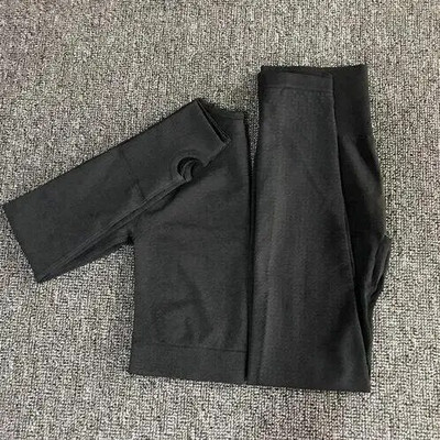 Naiste õmblusteta joogakomplekt Fitness Spordiülikonnad JÕUSARI riie Joogasärgid Kõrge vöökohaga Jooksu säärised Treeningpüksid Särgid Rinnahoidja Topid