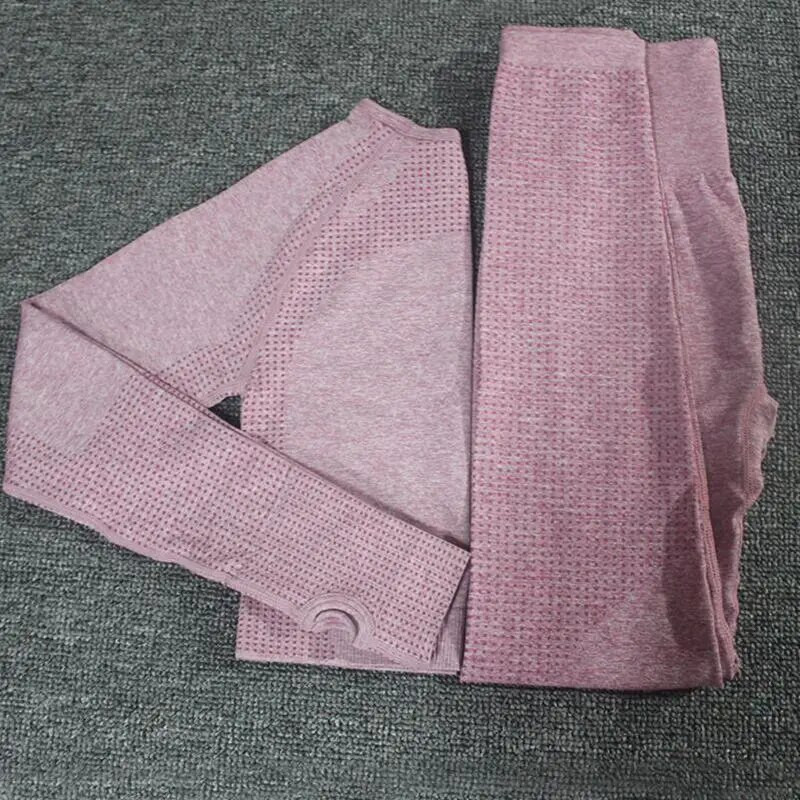 Naiste õmblusteta joogakomplekt Fitness Spordiülikonnad JÕUSARI riie Joogasärgid Kõrge vöökohaga Jooksu säärised Treeningpüksid Särgid Rinnahoidja Topid