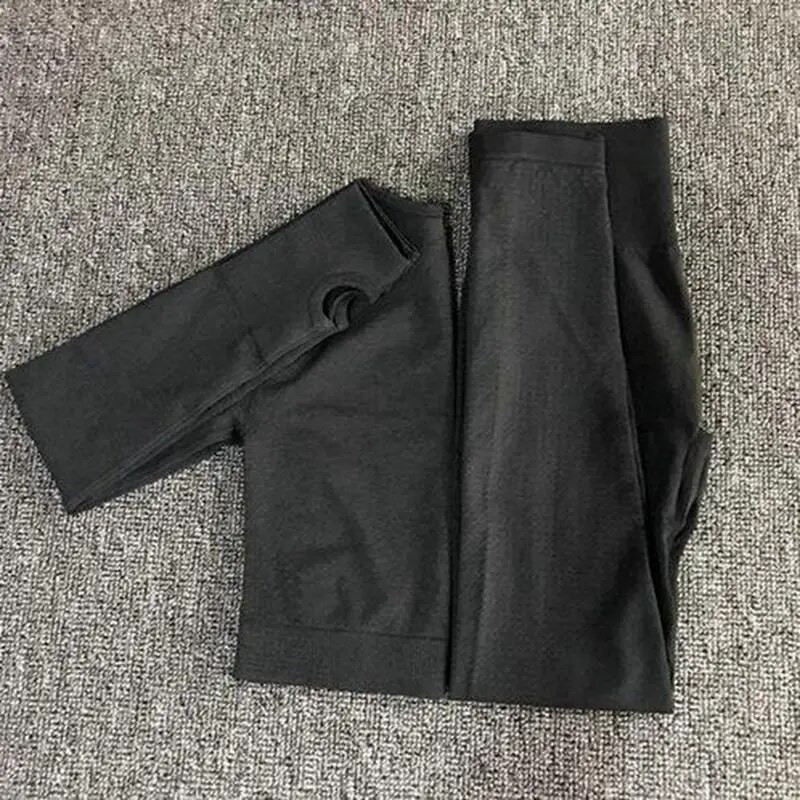 Naiste õmblusteta joogakomplekt Fitness Spordiülikonnad JÕUSARI riie Joogasärgid Kõrge vöökohaga Jooksu säärised Treeningpüksid Särgid Rinnahoidja Topid