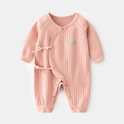 Apģērbi zīdaiņiem no 0 līdz 12 mēnešiem 100% kokvilnas apģērbi jaundzimušajiem Vienkrāsaini bodiji un viendaļīgi rudens un ziemas kombinezoni