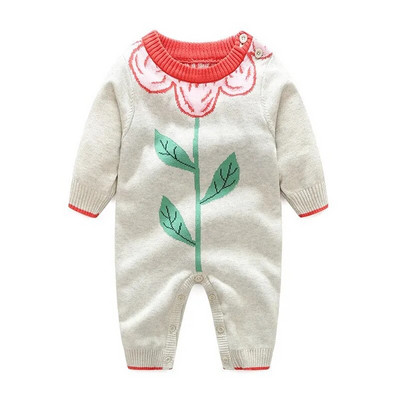 Odjeća za novorođenčad Odjeća za djevojčice Odjeća za bebe od 0 do 12 mjeseci Bodiji i jednodijelni kombinezoni za proljeće i jesen Pleteni kombinezon dugih rukava