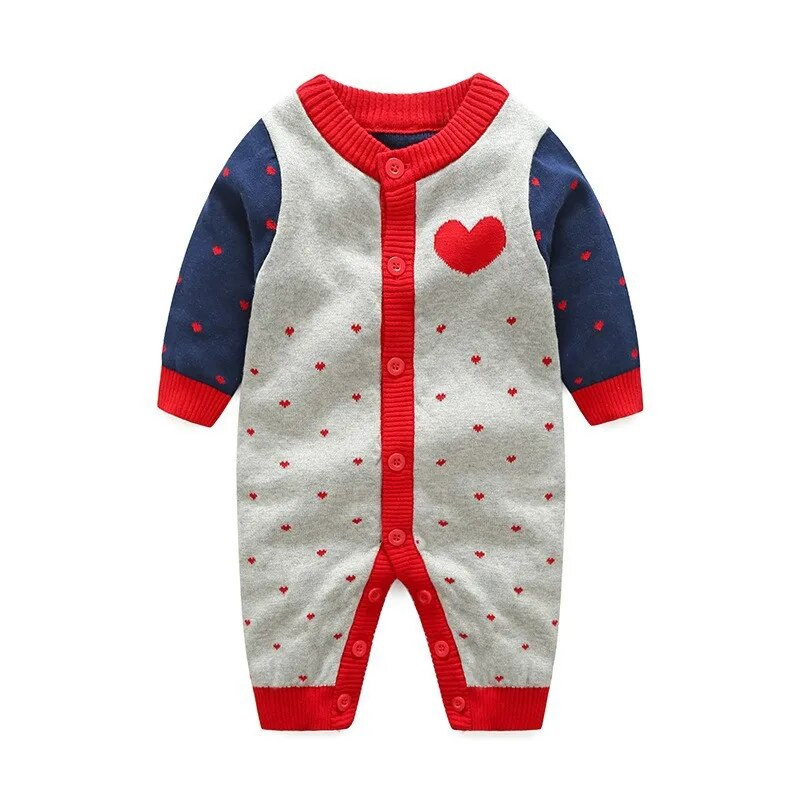 Odjeća za novorođenčad Odjeća za djevojčice Odjeća za bebe od 0 do 12 mjeseci Bodiji i jednodijelni kombinezoni za proljeće i jesen Pleteni kombinezon dugih rukava