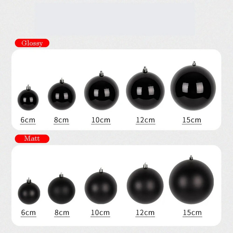 4-15 cm Božićna kuglica Dekoracija Crna Zaštita okoliša PVC Viseći ukrasi Kuglice Božićno drvce Ukrasni privjesak Navidad 2024