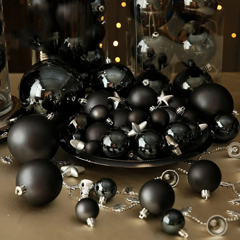 4-15 cm Božićna kuglica Dekoracija Crna Zaštita okoliša PVC Viseći ukrasi Kuglice Božićno drvce Ukrasni privjesak Navidad 2024