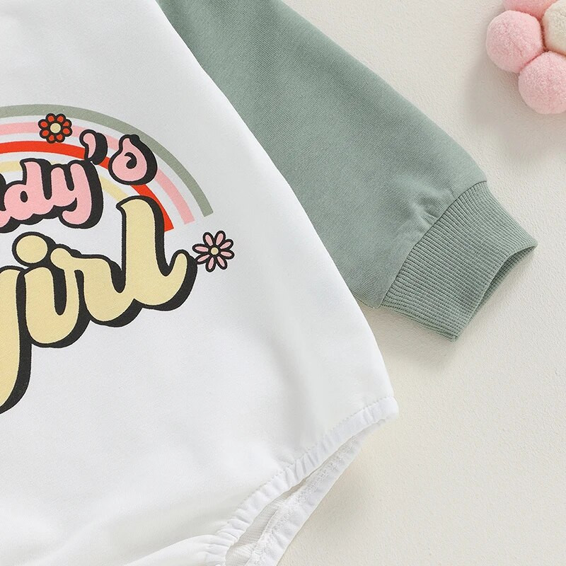 Őszi totyogó Újszülött Lányok Aranyos Nyomtatók Ruhák Gyerekek Szivárványos Betűnyomat Hosszú ujjú Kontraszt Színű Jumborék Ruhák