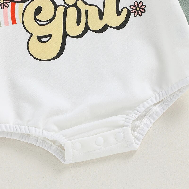 Őszi totyogó Újszülött Lányok Aranyos Nyomtatók Ruhák Gyerekek Szivárványos Betűnyomat Hosszú ujjú Kontraszt Színű Jumborék Ruhák