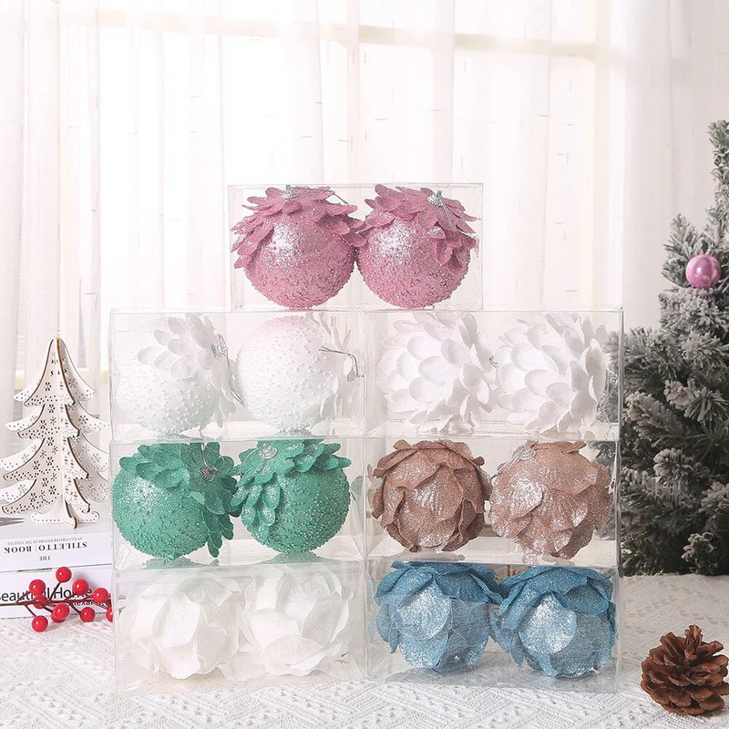 8/10 cm jõuluvahuga pall šampanja kuldne roosa sädelev kroonlehe kujuga pallid jõulupuu rippuvad ripatsid uusaasta Navidad kodukaunistus