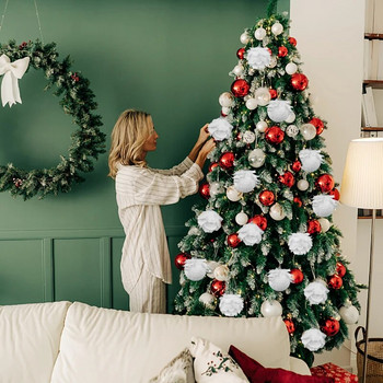 3τμχ 8cm Λευκή Χριστουγεννιάτικη Μπάλα Χριστουγεννιάτικο Δέντρο Κρεμαστό Κρεμαστό Λουλούδι Αφρός Χιονόμπαλα Χριστουγεννιάτικη διακόσμηση για το σπίτι γενέθλια Πρωτοχρονιά 2023