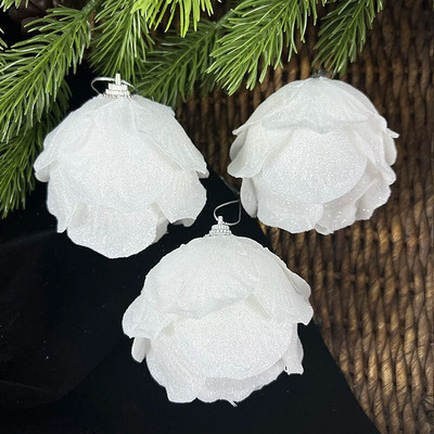3db 8 cm-es fehér karácsonyi labda karácsonyfára függő függő virág hab hógolyó karácsonyi dekoráció otthonra Szülés újév 2023