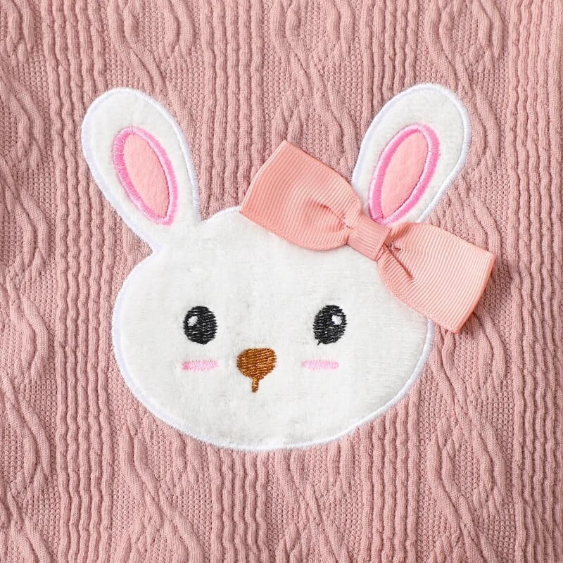 2PCS Ružičasti zečevi izvezeni top+kratka suknja Set za djevojčice Suknja dugih rukava Slatki ležerni kompleti odjeće proljeće i jesen