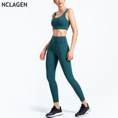 NCLAGEN Visoko elastično odijelo za jogu Ženska prekrasna leđa Visoki bokovi Jednobojna Gym Sport Workout Running Trenirka Grudnjak i komplet hlača