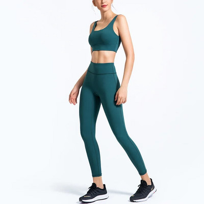 NCLAGEN Visoko elastično odijelo za jogu Ženska prekrasna leđa Visoki bokovi Jednobojna Gym Sport Workout Running Trenirka Grudnjak i komplet hlača