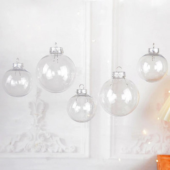 6Pcs Коледна топка Прозрачна пластмасова пълнеща безделница Коледно дърво Висящ орнамент Весела Коледа Декорация на дома Новогодишен подарък