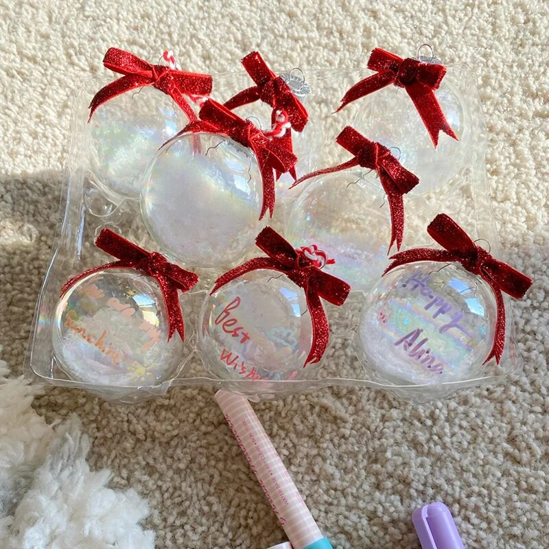 6Gb Ziemassvētku bumba caurspīdīga plastmasas pildāma nieciņa Ziemassvētku eglītes piekārts rotājums Priecīgus Ziemassvētkus mājas dekorēšanai Jaungada dāvana