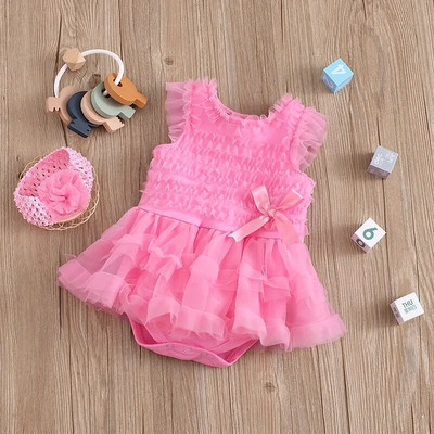 Jaundzimušo meiteņu tutu princeses 2023. gada vasaras puķu galvassegas, 2 gab. Bodiji, jauki mazuļu meiteņu dzimšanas dienas ballītes zīdaiņu tērpi