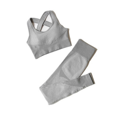 Antblauzdžiai aukštu juosmeniu + sportinė liemenėlė Moterims besiūliai jogos rinkinys Sporto drabužiai Sporto kostiumai Treniruotės drabužiai Moteriai bėgiojančiai sportinė apranga