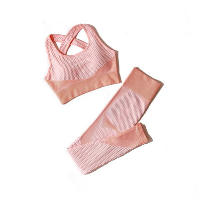 Antblauzdžiai aukštu juosmeniu + sportinė liemenėlė Moterims besiūliai jogos rinkinys Sporto drabužiai Sporto kostiumai Treniruotės drabužiai Moteriai bėgiojančiai sportinė apranga