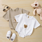Novorođenčad, dječaci, djevojčice, ljetne štrample, kratke rukave, okrugli izrez, medvjedić, široki kombinezoni, kombinezoni, odjeća