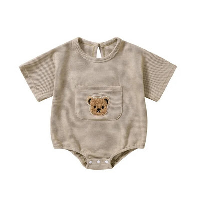 Novorođenčad, dječaci, djevojčice, ljetne štrample, kratke rukave, okrugli izrez, medvjedić, široki kombinezoni, kombinezoni, odjeća