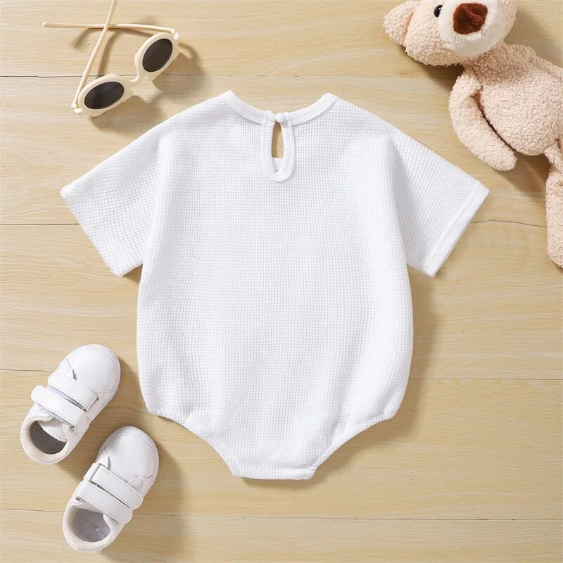 Novorođenčad, dječaci, djevojčice, ljetne štrample, kratke rukave, okrugli izrez, medvjedić, široki kombinezoni, kombinezoni, odjeća
