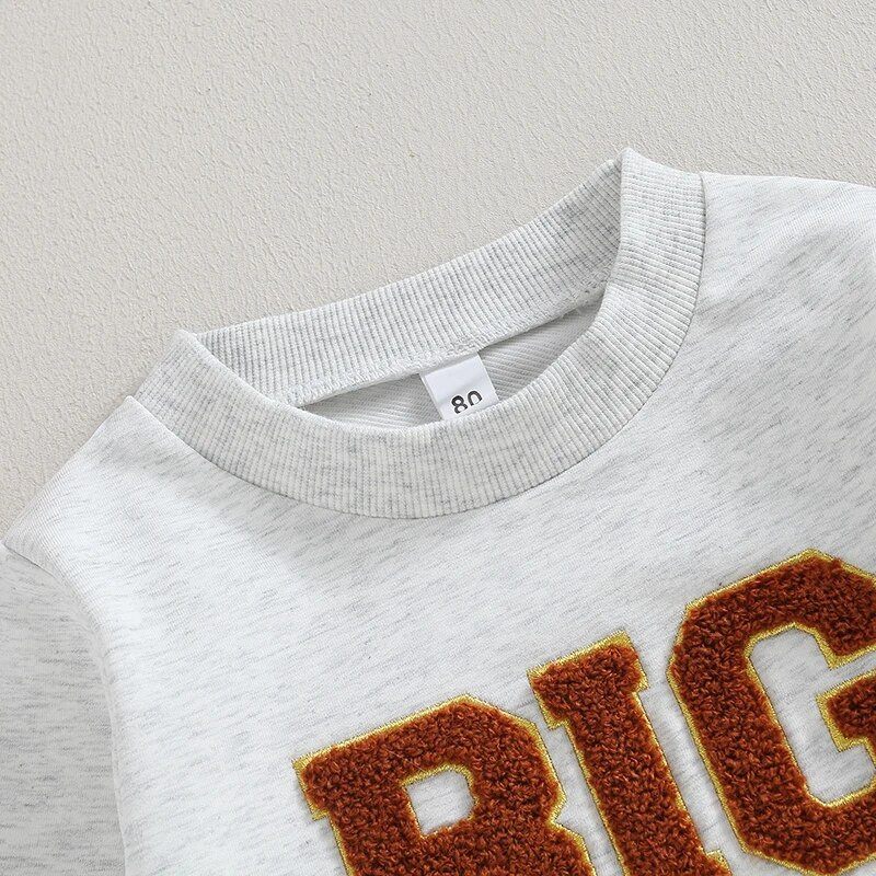 Őszi gyerekek fiúk hozzáillő ruhák kisgyermek újszülött fiúk betűhímzés hosszú ujjú pulóver Body/pulóverek ruhák