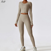 Usko sportsko odijelo za jogu i fitnes s dugim rukavima Ženska gola majica s kratkim rukavima za trčanje na otvorenom, komplet tajica, jesensko novo 2023.