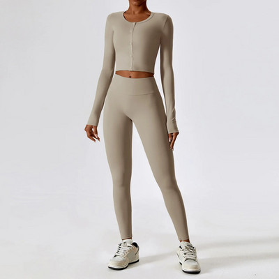 Usko sportsko odijelo za jogu i fitnes s dugim rukavima Ženska gola majica s kratkim rukavima za trčanje na otvorenom, komplet tajica, jesensko novo 2023.