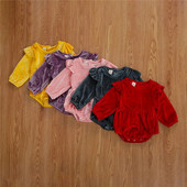 5 krāsu zīdaiņu apģērbi Pavasara rudens Jaundzimušo zīdaiņu meiteņu volāni Samta garās piedurknes pogai, džemperi, kombinezoni viengabalaini