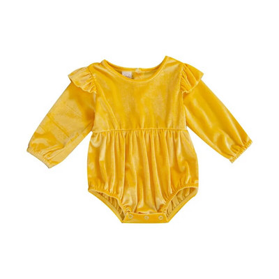 5 krāsu zīdaiņu apģērbi Pavasara rudens Jaundzimušo zīdaiņu meiteņu volāni Samta garās piedurknes pogai, džemperi, kombinezoni viengabalaini