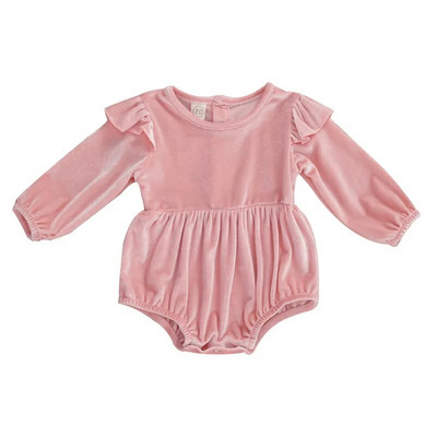 5 krāsu zīdaiņu apģērbi Pavasara rudens Jaundzimušo zīdaiņu meiteņu volāni Samta garās piedurknes pogai, džemperi, kombinezoni viengabalaini