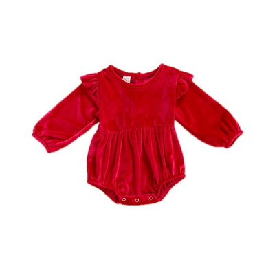 5 krāsu zīdaiņu apģērbi Pavasara rudens Jaundzimušo zīdaiņu meiteņu volāni Samta garās piedurknes pogai, džemperi, kombinezoni viengabalaini