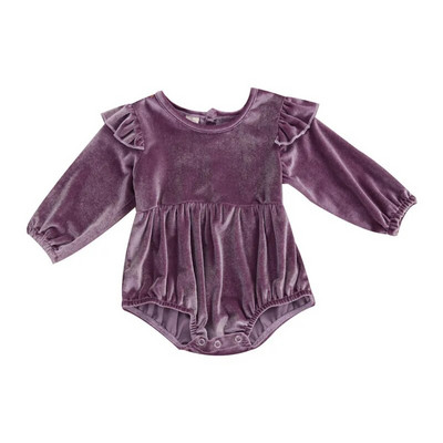 5 krāsu zīdaiņu apģērbi Pavasara rudens Jaundzimušo zīdaiņu meiteņu volāni Samta garās piedurknes pogai, džemperi, kombinezoni viengabalaini