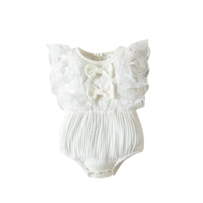 2023. gada vasaras jaundzimušā bodijs, vienkrāsains bezpiedurkņu kombinezons meitenēm, jauks un salds trīsstūris, vīteņains zīdaiņu apģērbs jaundzimušajiem