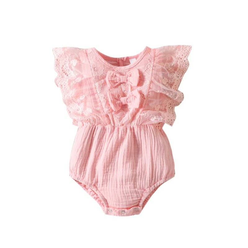 2023. gada vasaras jaundzimušā bodijs, vienkrāsains bezpiedurkņu kombinezons meitenēm, jauks un salds trīsstūris, vīteņains zīdaiņu apģērbs jaundzimušajiem