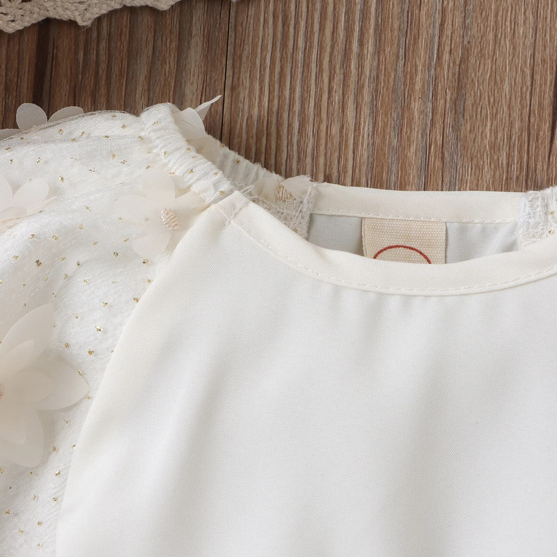 2023 m. rudens kūdikių mergaičių tekstūros gėlių šliaužtinukai ilgomis rankovėmis, gėlės blizgučiai, tinkliniai princesės tutu, vientisi kūdikių kostiumai