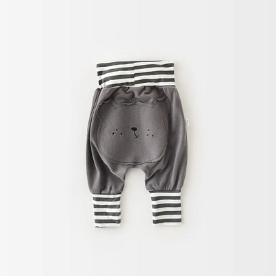 Jesenske dječje hlače za dječake 2023. Nove korejske dječje hlače iz crtića visokog struka Pamučna odjeća za djevojčice 0-3 godine Prugasta odjeća