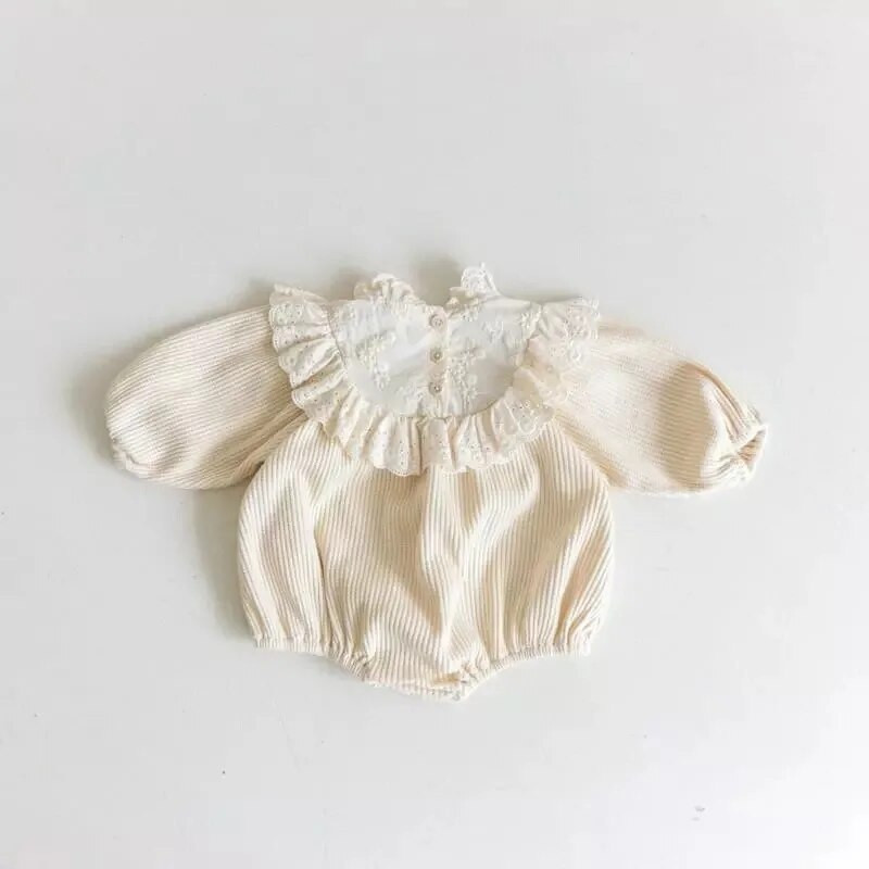 2023 m. rudens kūdikių nėrinių šliaužtinukai Princesės vėžlys vafliai Puikūs naujagimių mergaičių kombinezonai ilgomis rankovėmis, vintažiniai viengabalėliai