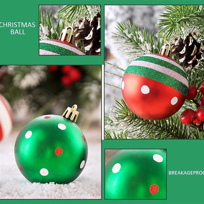 Božićni ukrasi od 42 kom. Obojene plastične nelomljive božićne kuglice set za viseće ukrase za božićno drvce 3-6 cm