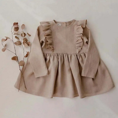 Őszi baba lány ruha Fodor masszív tipegő lány tavaszi ruhák hosszú ujjú pamut napruha lány ruha gyerekeknek hercegnő ruhák