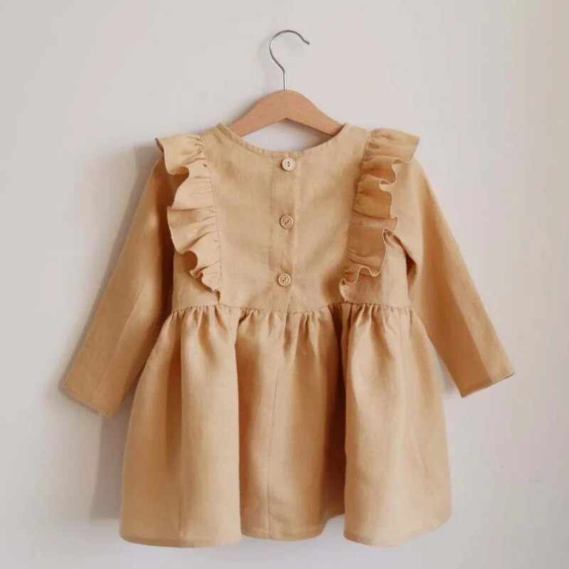 Őszi baba lány ruha Fodor masszív tipegő lány tavaszi ruhák hosszú ujjú pamut napruha lány ruha gyerekeknek hercegnő ruhák
