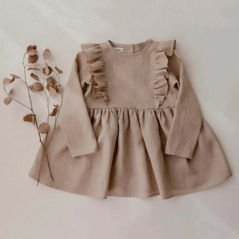Őszi baba lány ruha Fodor masszív tipegő lány tavaszi ruhák hosszú ujjú pamut napruha lány ruha gyerekeknek hercegnő ruhák