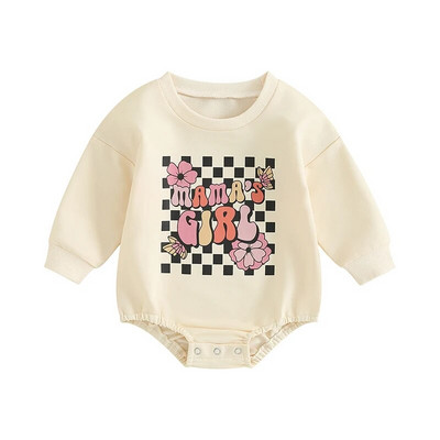 Rudens jaundzimušo mazuļu meitenes zēnu drēbes 0-24 m ar garām piedurknēm, ar rūtainu apkakli, apdruku, džemperi, džemperi, kombinezoni