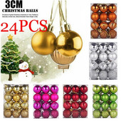 24 kom. Kuglice za božićno drvce od 30 mm, male kuglice, viseći ukrasi za kućne zabave, Božićne male kuglice, novogodišnji pribor