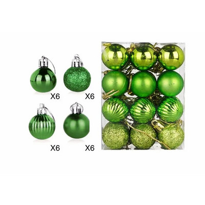 24 kom. Kuglice za božićno drvce od 30 mm, male kuglice, viseći ukrasi za kućne zabave, Božićne male kuglice, novogodišnji pribor