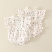 Dievčenské kvetinové trojuholníkové overaly s čipkovaným golierom, roztomilé kórejské overaly, pohodlný bavlnený overal, nové leto 2023