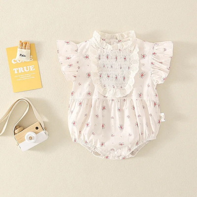 Dievčenské kvetinové trojuholníkové overaly s čipkovaným golierom, roztomilé kórejské overaly, pohodlný bavlnený overal, nové leto 2023