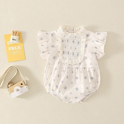 Dievčenské kvetinové trojuholníkové overaly s čipkovaným golierom, roztomilé kórejské overaly, pohodlný bavlnený overal, nové leto 2023