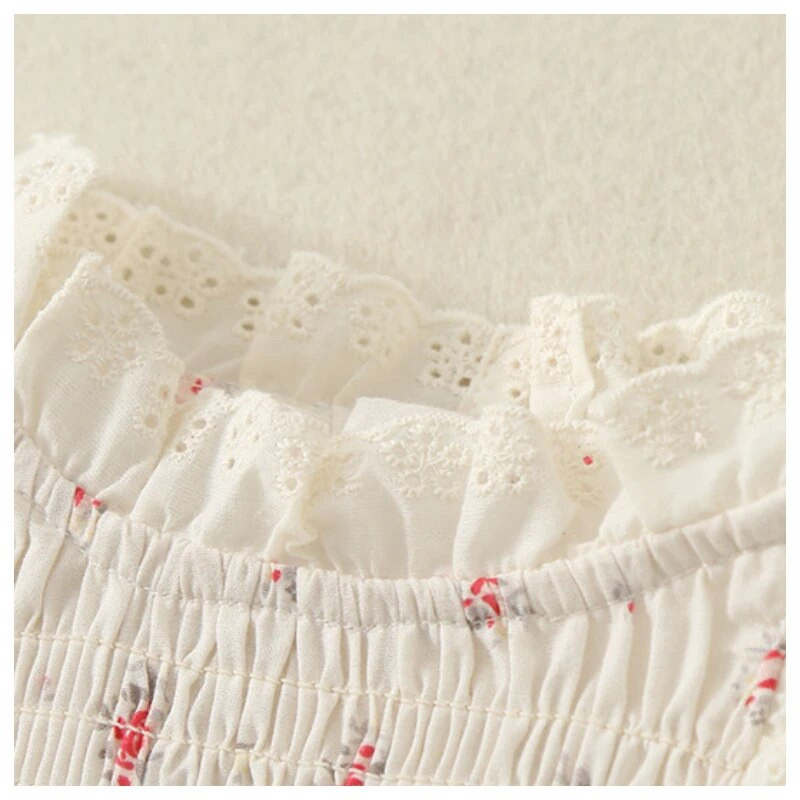 Dievčenské kvetinové trojuholníkové overaly s čipkovaným golierom, roztomilé kórejské overaly, pohodlný bavlnený overal, nové leto 2023