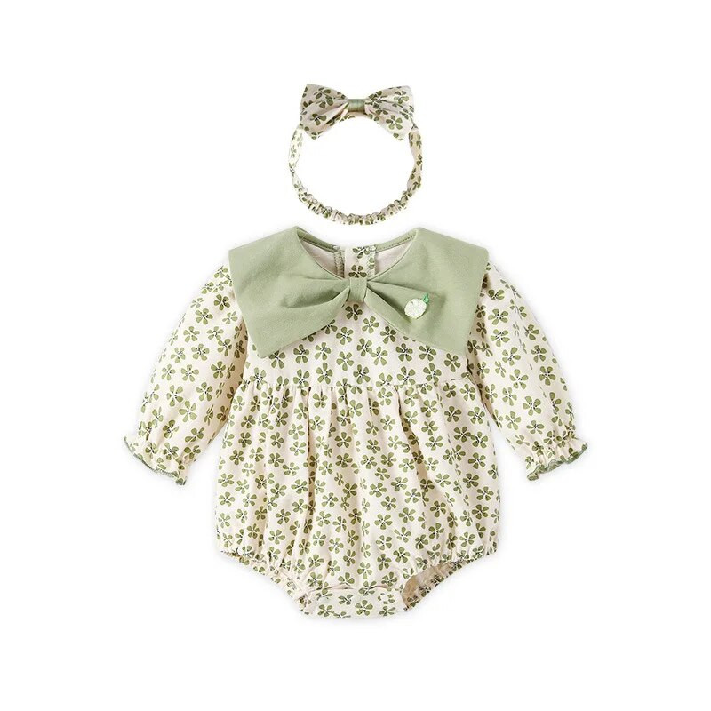 Baby Rompers Darling Jumpsuit tavaszi gyermekruházat hosszú ujjú aranyos bodyk 2023 virágmintás gyerek pamut ruhák 0-2Y